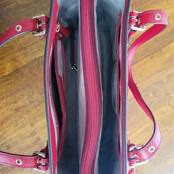 Michael Kors Red Saffiano Leather Tote - Picture 6 of 9